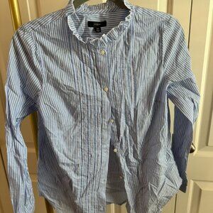NWT J. Crew Ruffleneck tuxedo shirt in striped lightweight cotton poplin
